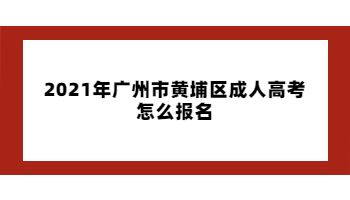 2021年广州市黄埔区成人高考怎么报名