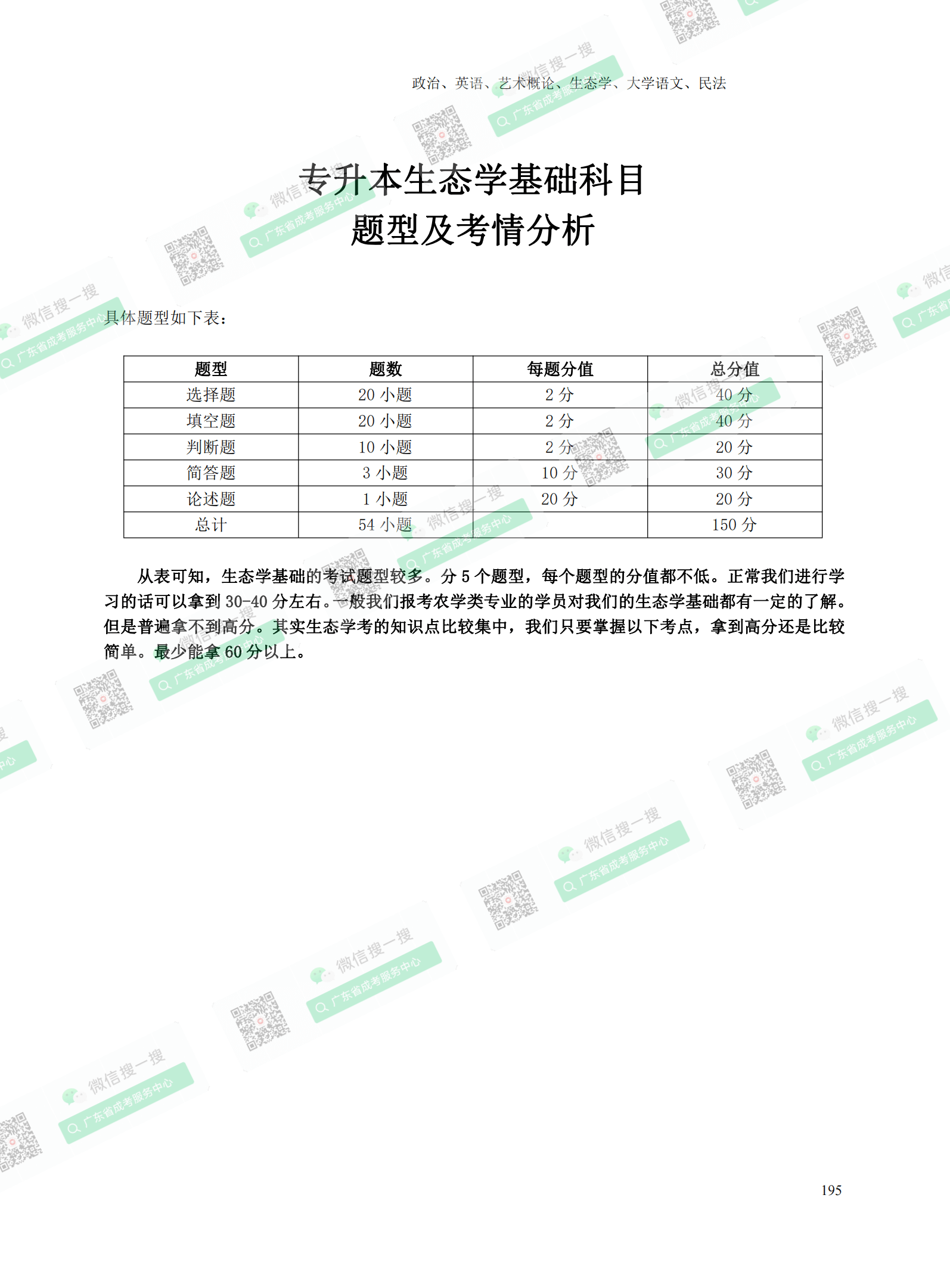 2021年专升本成人高考复习资料：生态学基础科目（电子版，可下载）