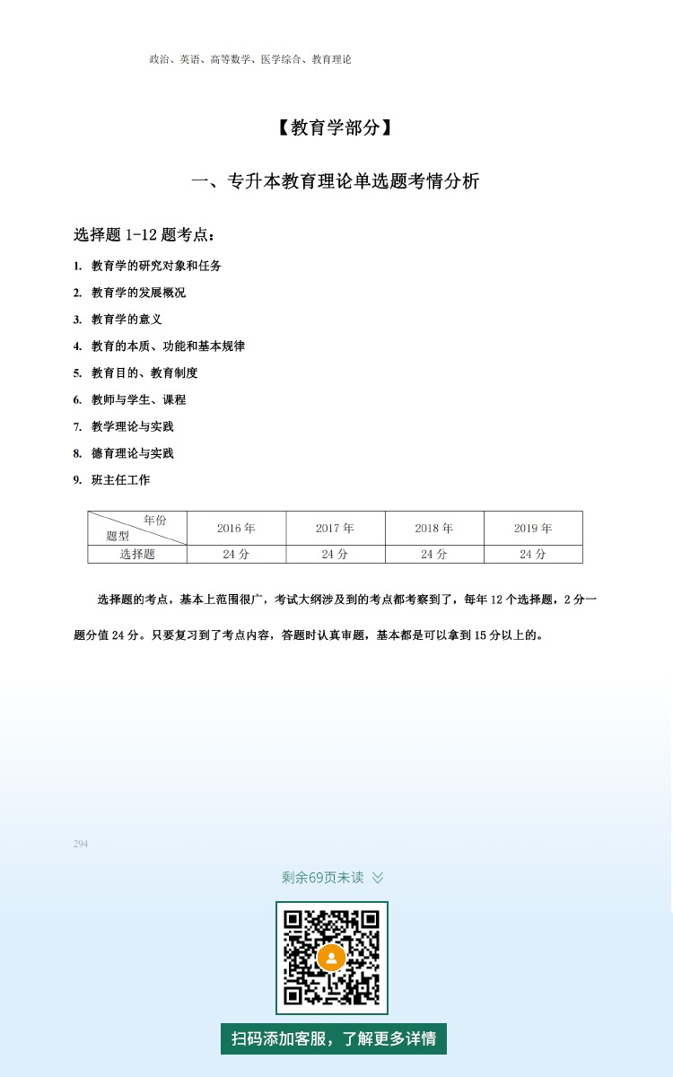 2021年专升本成人高考复习资料：教育理论科目（电子版，可下载）